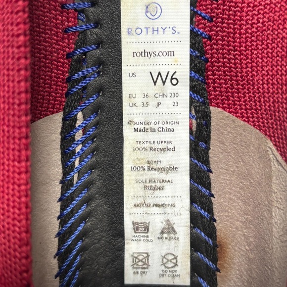 Rothys Scooter Bright Red The Flats Comfort Ballet Shoe Classic Round Toe Sz W6 - Picture 7 of 7